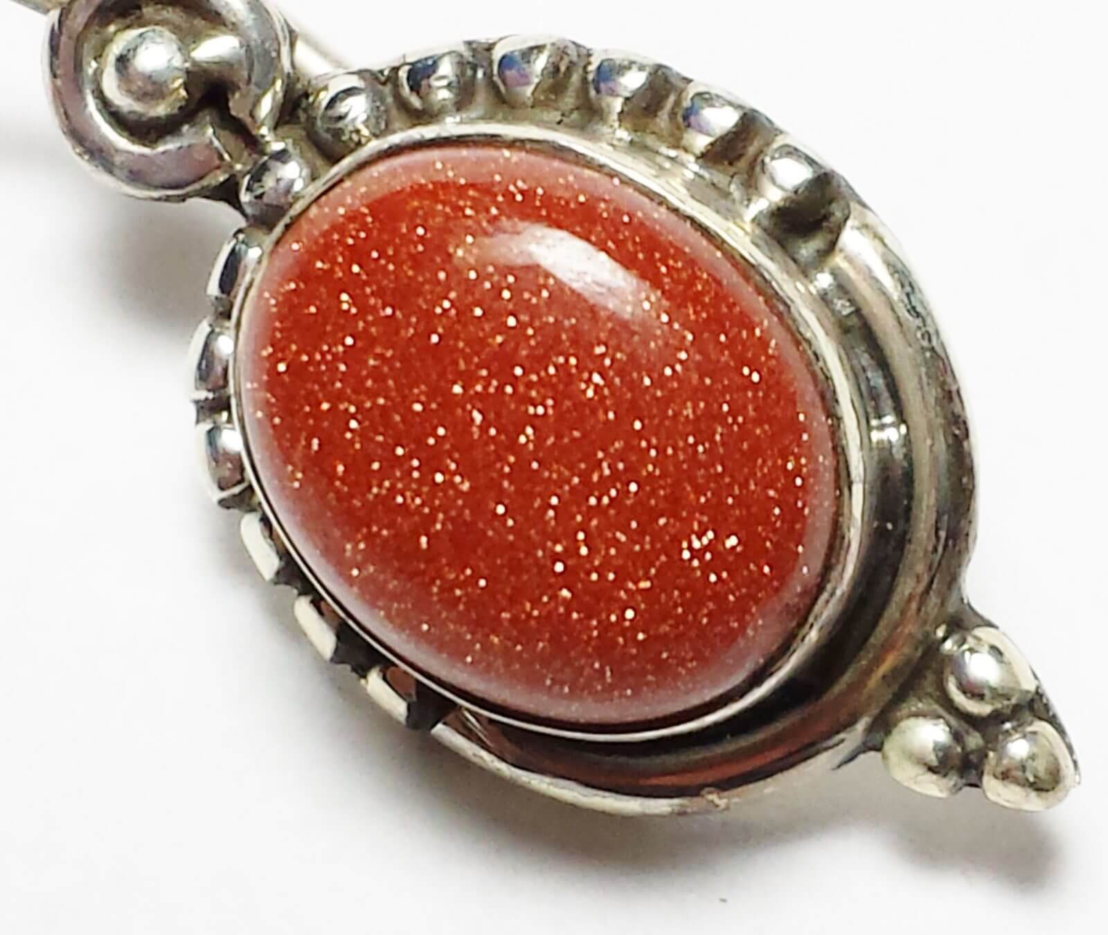 Modern Oval Goldstone 925 Silver Earrings - Image 2