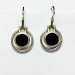 Modern Thai Round Black Onyx Hinged 925 Silver Earrings