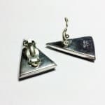Vintage Triangle Black Onyx Mexican Silver 925 Earrings