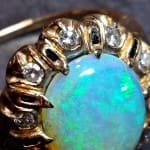 Vintage Jelly Opal and Diamond 14KTYG Ring