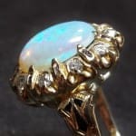 Vintage Jelly Opal and Diamond 14KTYG Ring