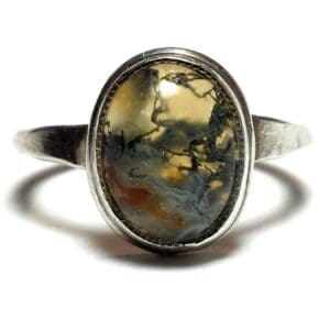 (N6) Vintage Oval Agate 925 Silver Ring