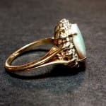 Oval Opal and Diamond Cocktail 14KTYG Ring