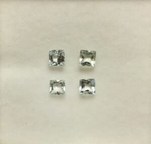 Aquamarine Princess Cut 3mm (4 Pcs)