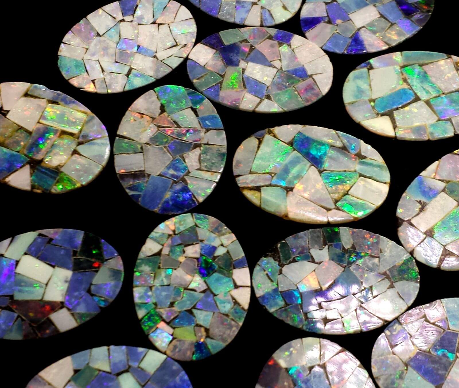 Opal Australian Mosaic Doublet Oval 18x13mm (2 Pcs)