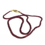 Exotic Fine 34 Carat Ruby Smooth Round Bead 14KTYG 16″ Necklace