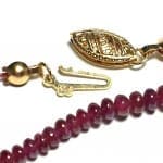 Exotic Fine 34 Carat Ruby Smooth Round Bead 14KTYG 16″ Necklace