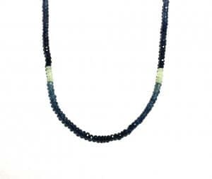 Exotic Fine 38 Carat Ceylon Multi-color Sapphire Round Faceted Bead 10KTWG 16″ Necklace