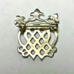 Estate European Heart Crown Crest 925 Silver Pin