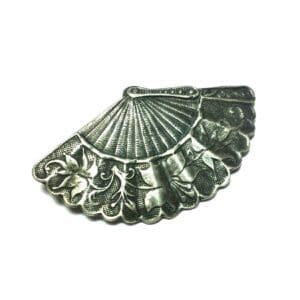 Vintage Spanish Dance Floral 925 Silver Fan Pin