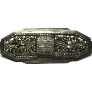 (T3) Vintage Indochina Royal Garden Keeper 800 Silver Brooch