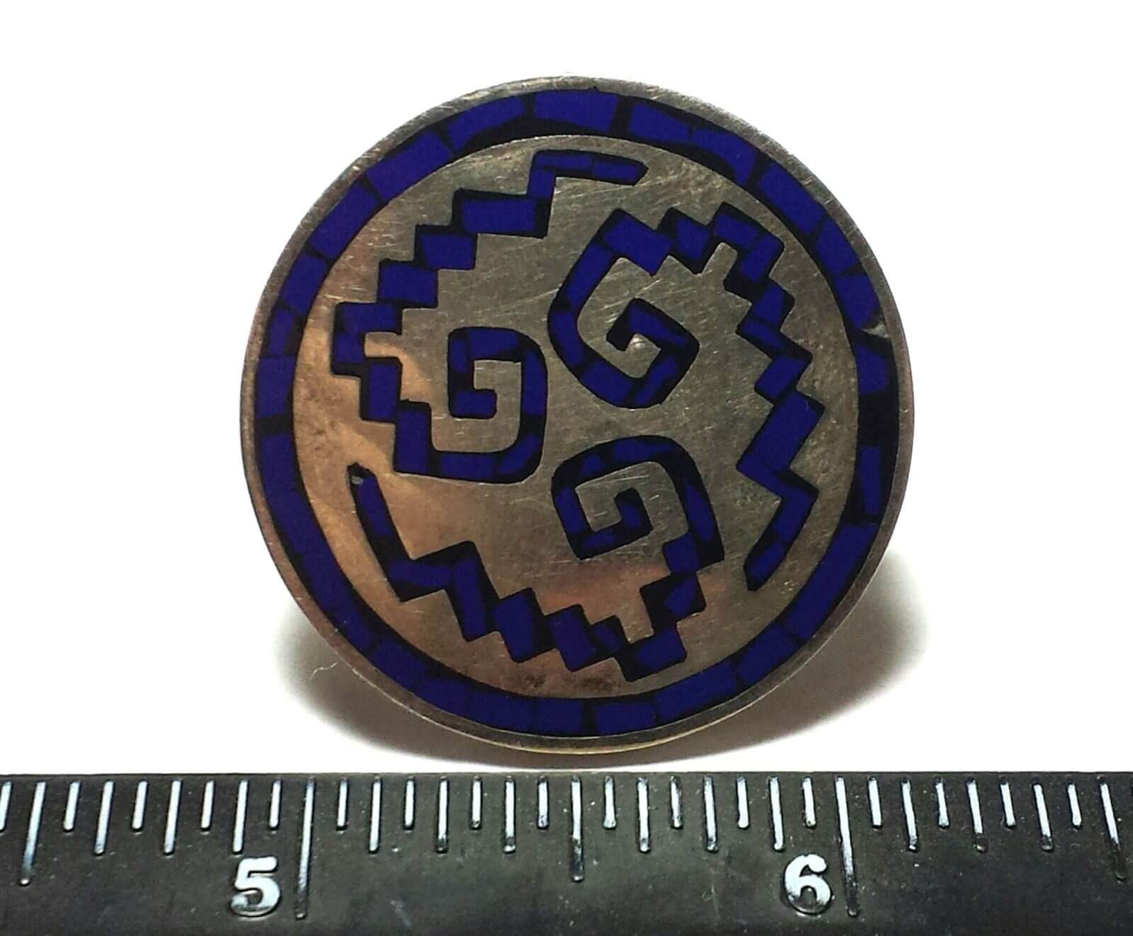 Vintage Mexican 925 Silver Blue Stone Brooch Pendant - Image 6