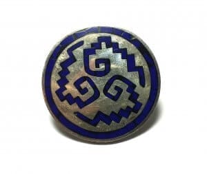 Vintage Mexican 925 Silver Blue Stone Brooch Pendant