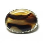 (N1) Estate Silver 925 Agate Mountain Brooch