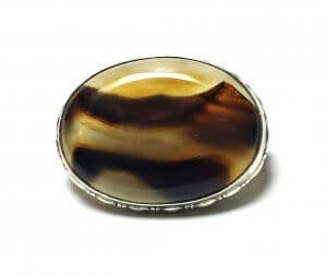 Estate Silver 925 Agate Mountain Brooch