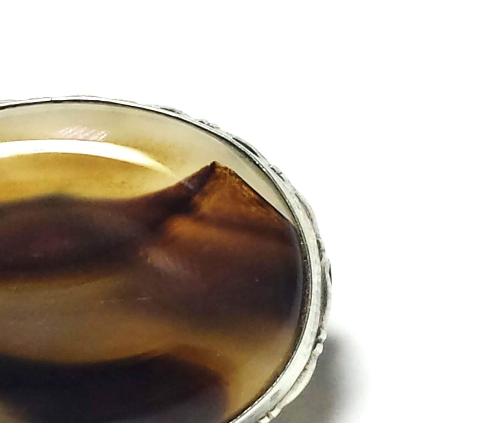 (N1) Estate Silver 925 Agate Mountain Brooch - Image 2
