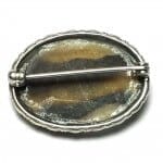 Estate Silver 925 Agate Mountain Brooch