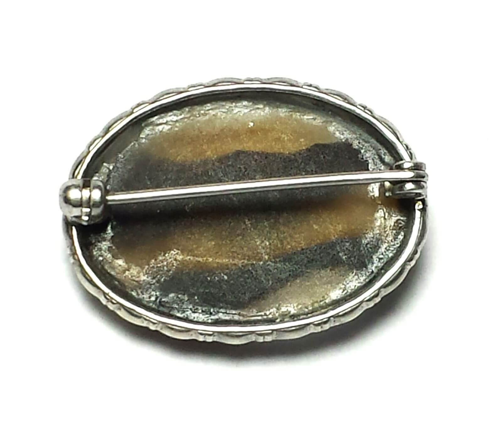 (N1) Estate Silver 925 Agate Mountain Brooch - Image 3