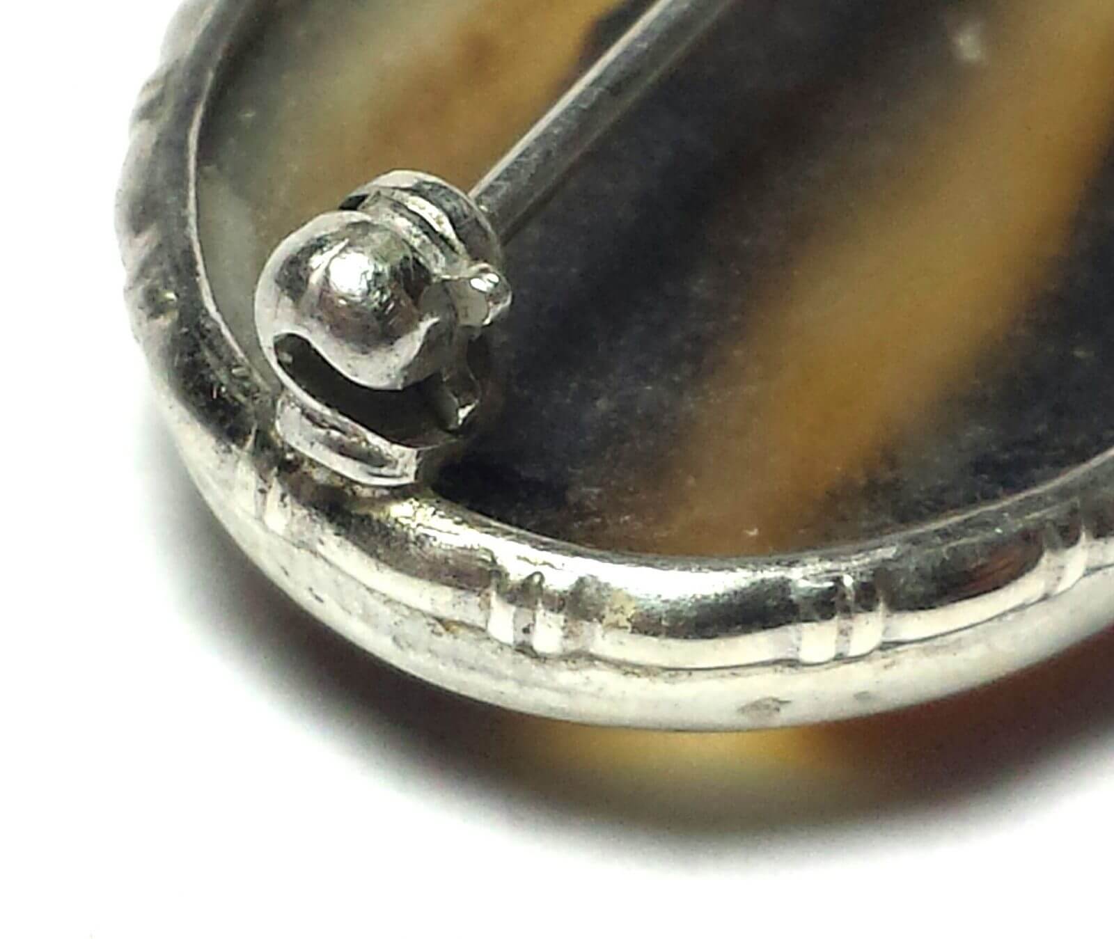 (N1) Estate Silver 925 Agate Mountain Brooch - Image 4