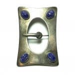 (T6) Vintage Payne & Baker Cobalt Scarab Buckle 925 Silver Brooch