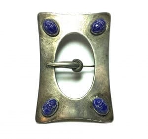 Vintage Payne & Baker Cobalt Scarab Buckle 925 Silver Brooch