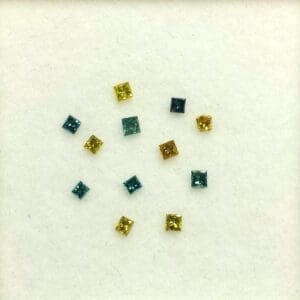 Diamond Mixed Blue & Yellow Princess Cut (12 Pcs)