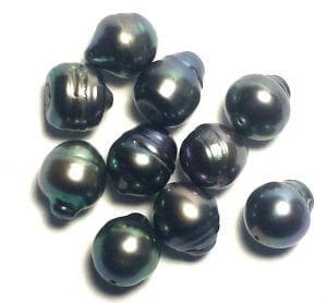 Pearl Freshwater Black Peacock Banded Drop (10Pcs)