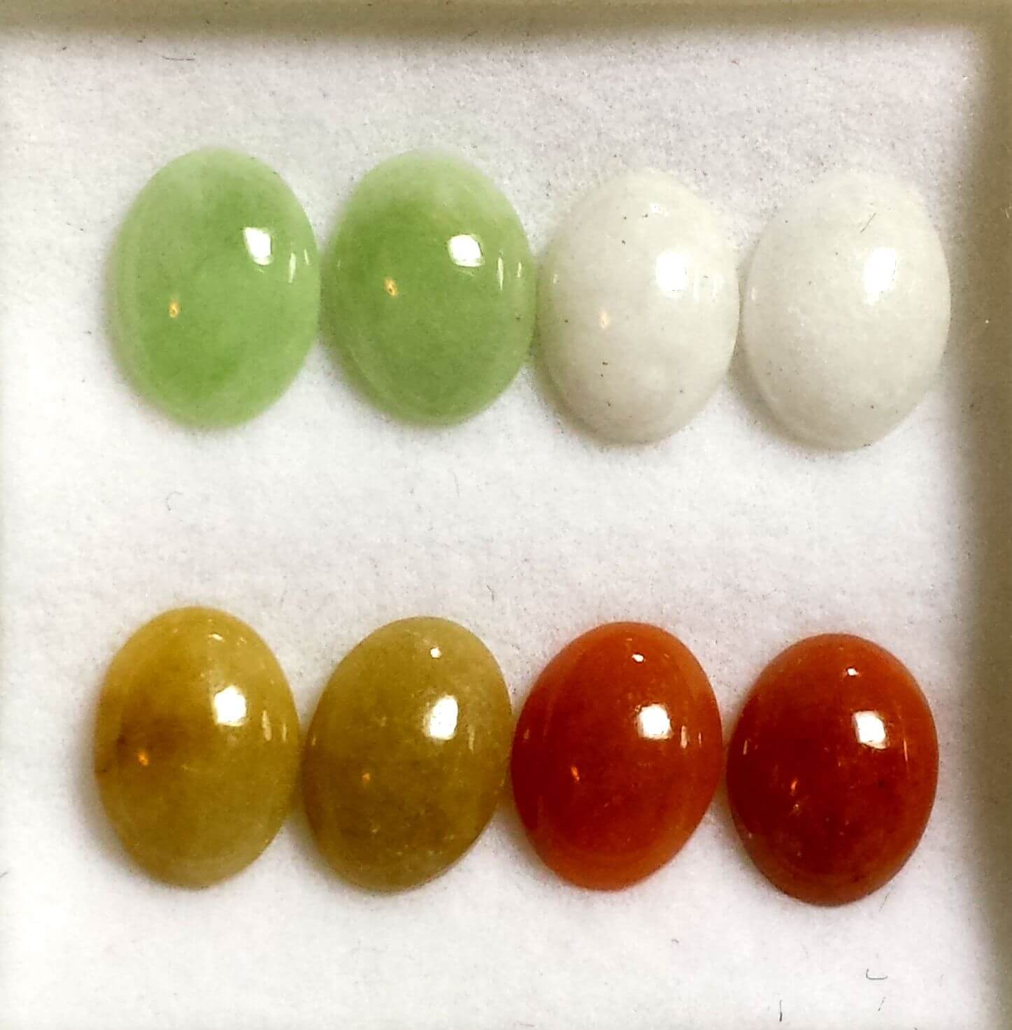 Jade Mixed Color 8x6mm Green Orange White Tan (8 Pcs)