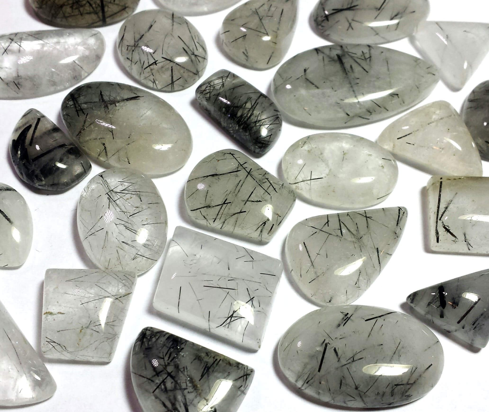 Quartz Tourmalated Cabochon Mix (10Pcs) ~ BUY 2 GET 1 FREE!