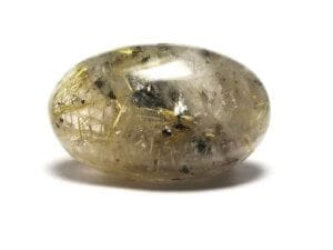 Quartz Rutile Golden & Black Tourmaline Cabochon Oval 25×15.5mm 28.26crts