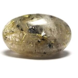 Quartz Rutile Golden & Black Tourmaline Cabochon Oval 25x15.5mm 28.26crts