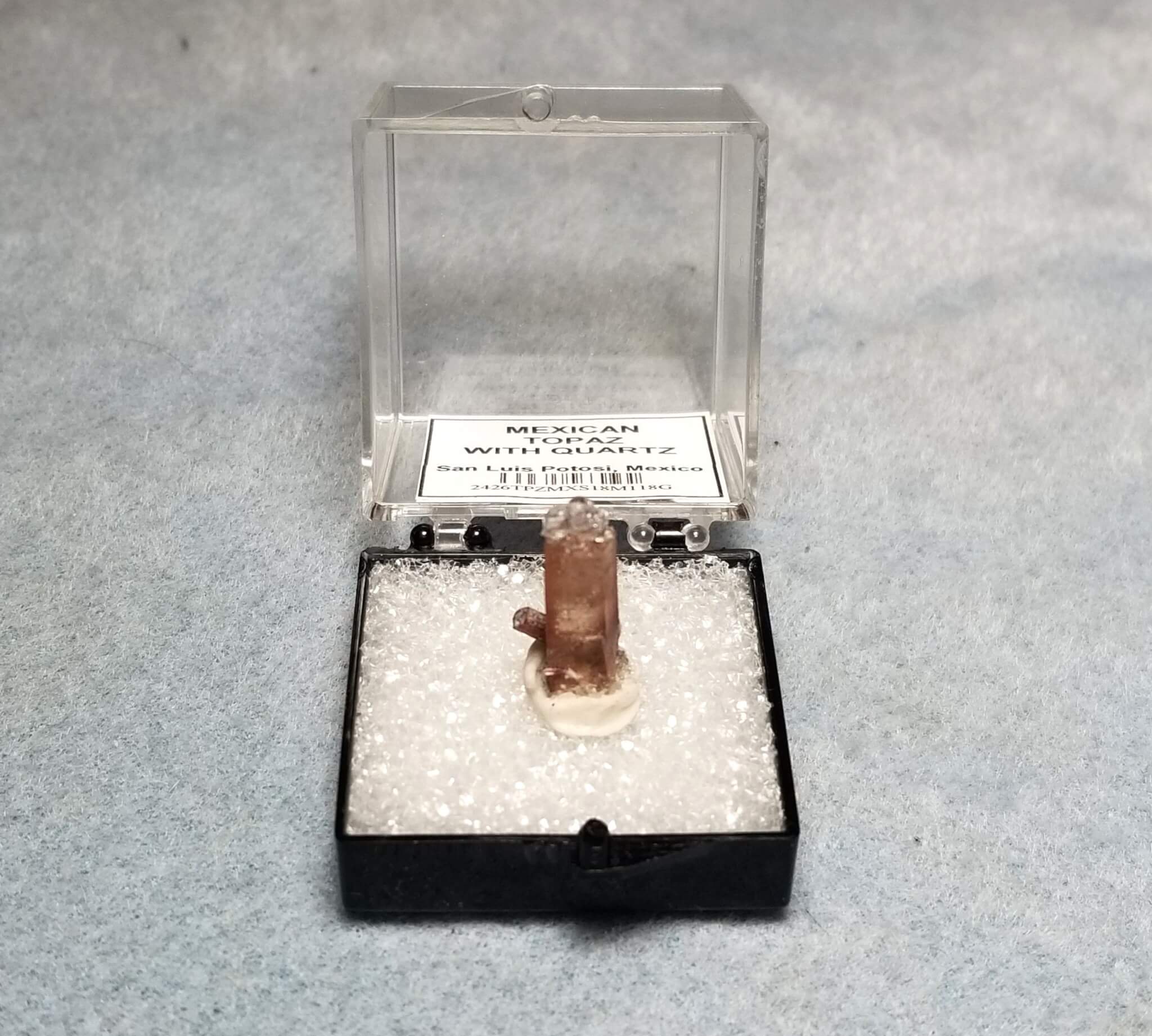 Topaz Mexican with Quartz Druzy Top Specimen Thumbnail 18.5x5mm 5.90crts - Image 2