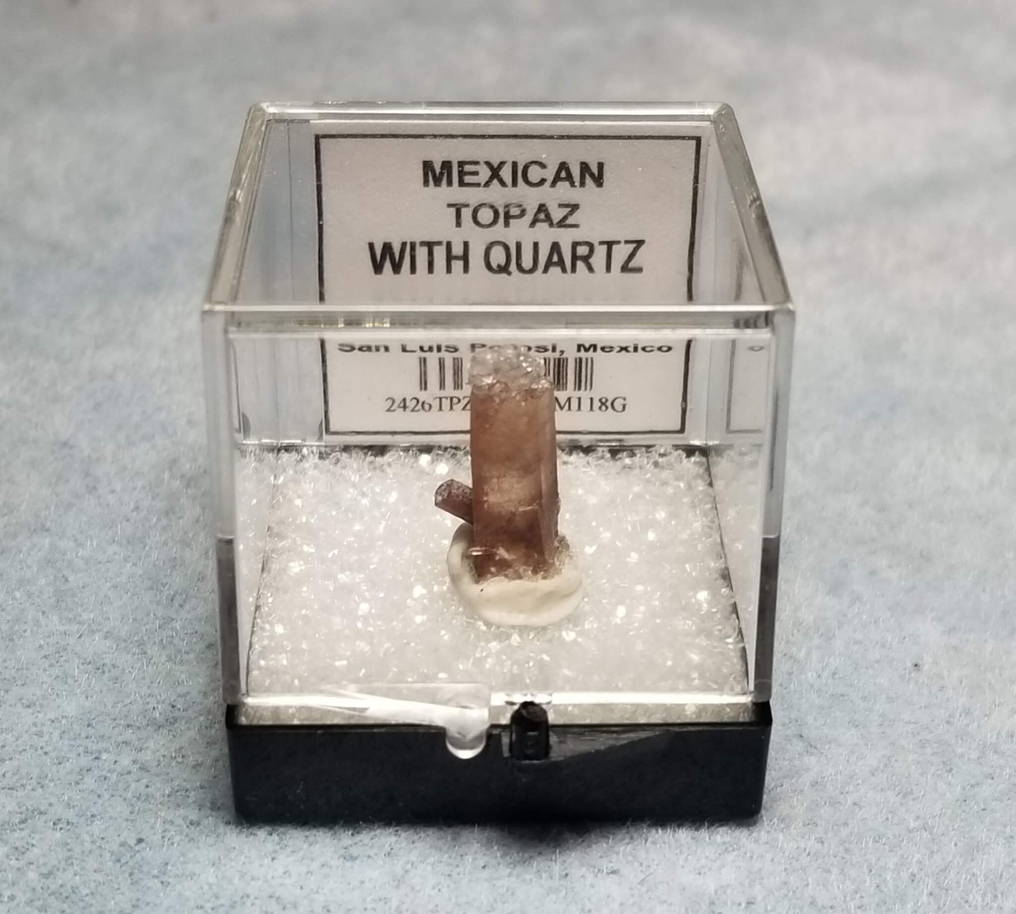 Topaz Mexican with Quartz Druzy Top Specimen Thumbnail 18.5x5mm 5.90crts - Image 6