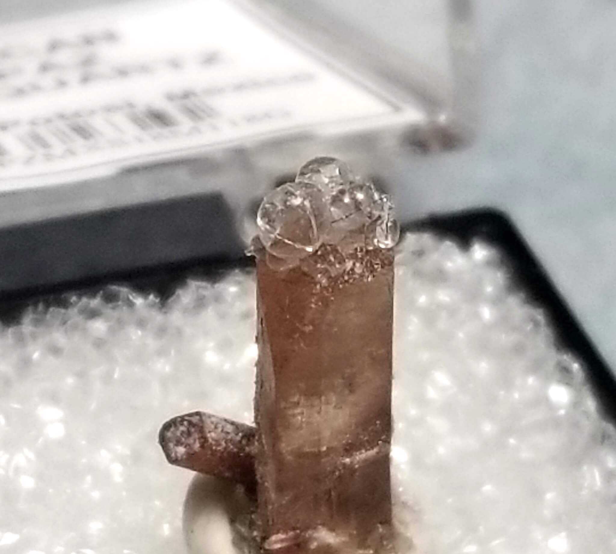 Topaz Mexican with Quartz Druzy Top Specimen Thumbnail 18.5x5mm 5.90crts - Image 7