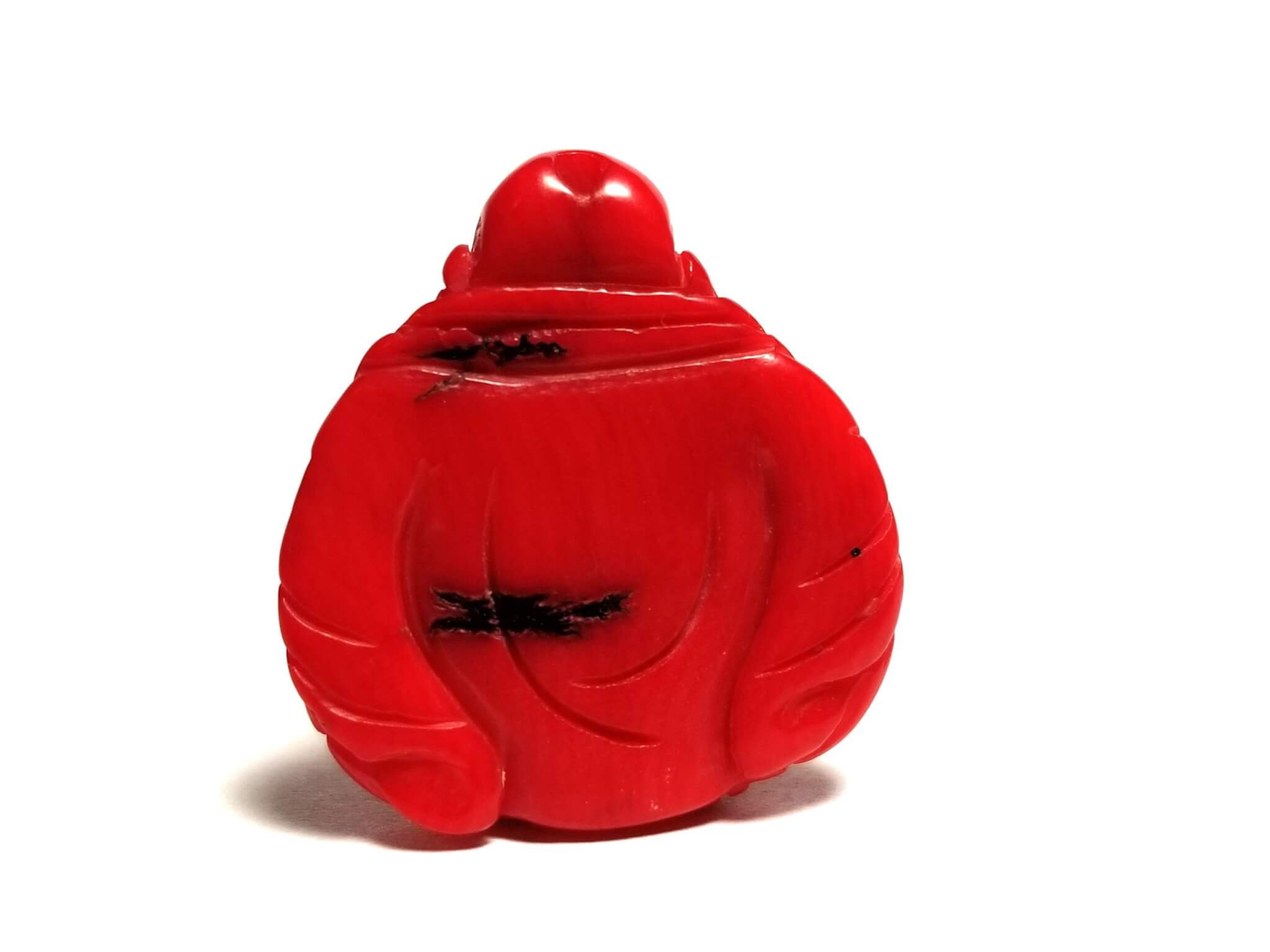 Coral Red Italian Drilled Carved Buddha 30x27mm (41.45crts) - Image 2