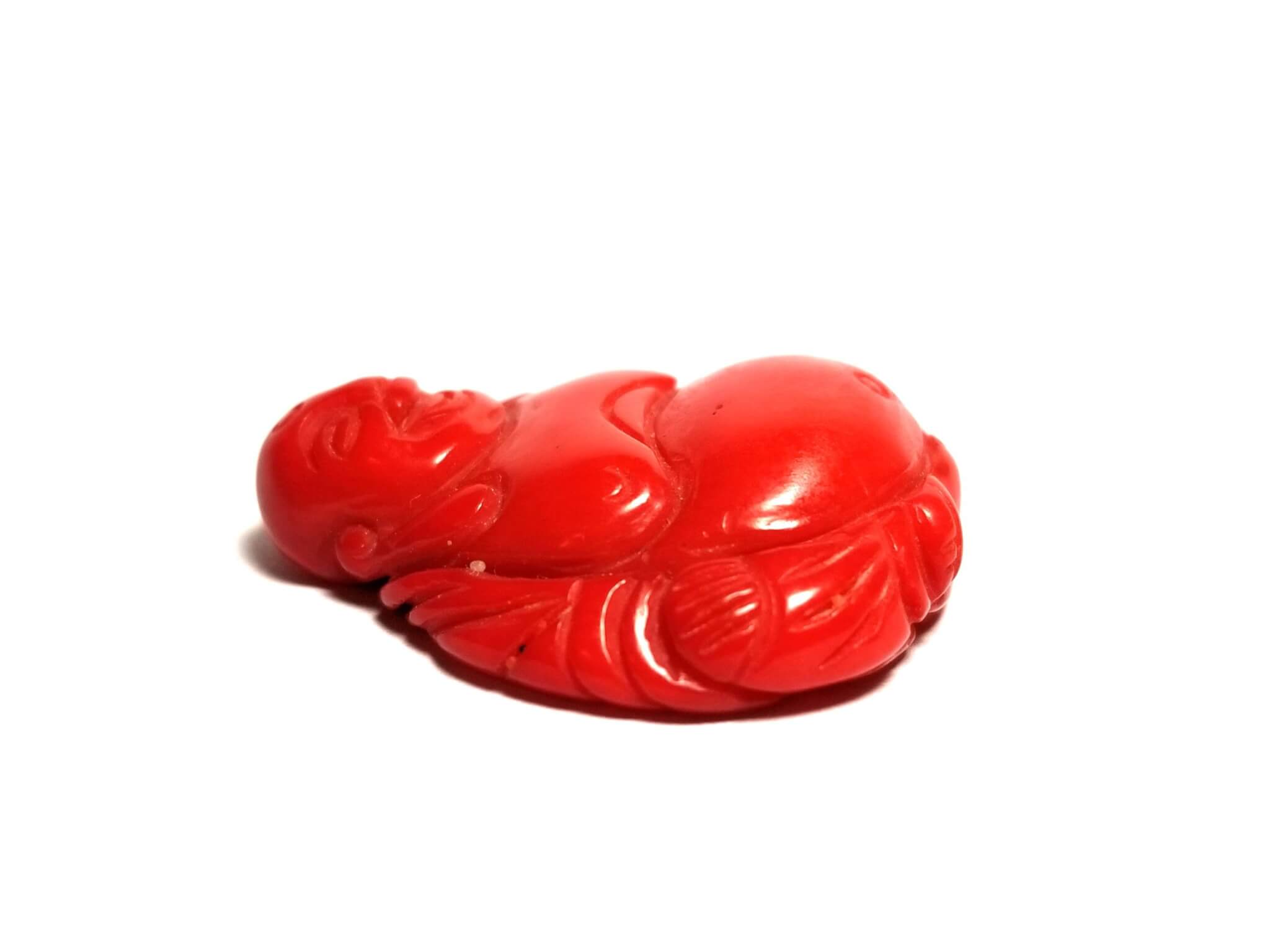 Coral Red Italian Drilled Carved Buddha 30x27mm (41.45crts) - Image 3