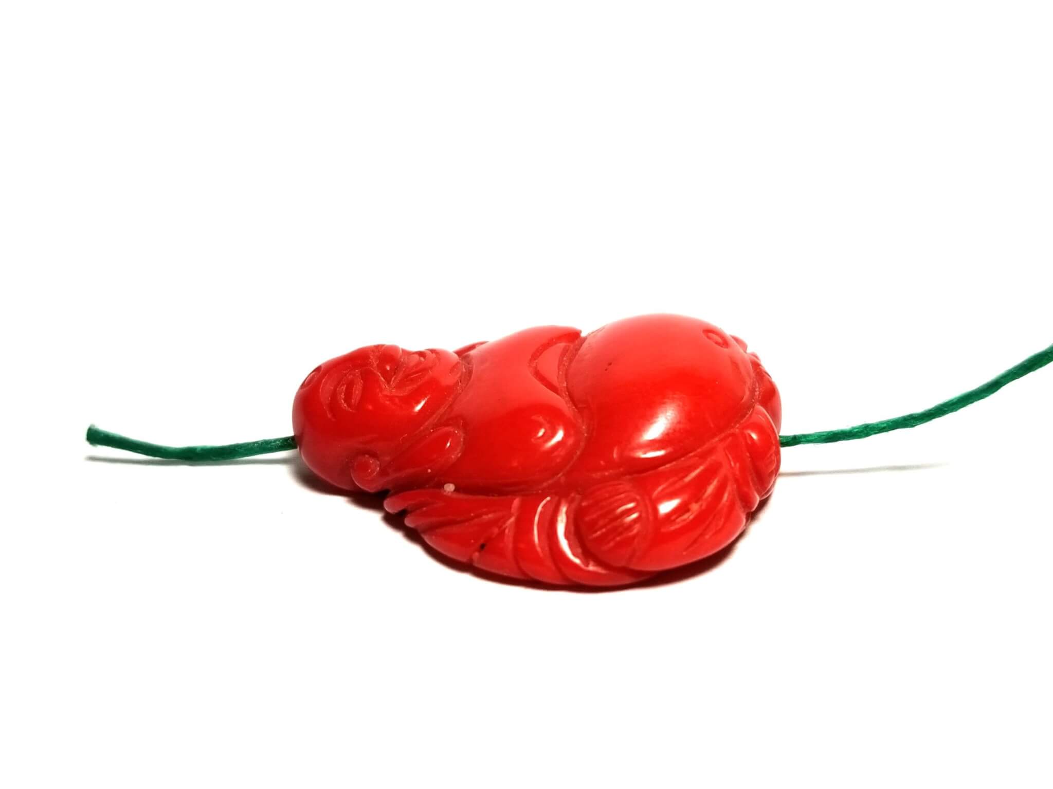 Coral Red Italian Drilled Carved Buddha 30x27mm (41.45crts) - Image 4
