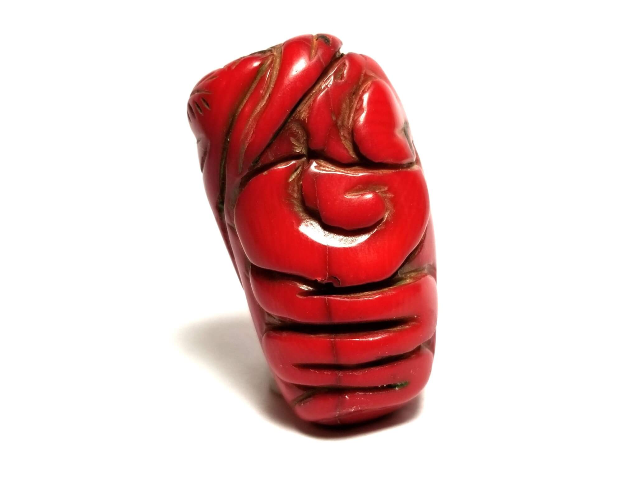 Coral Red Italian Drilled Carved Large Buddha 49x27.50mm (238.70crts) - Image 2