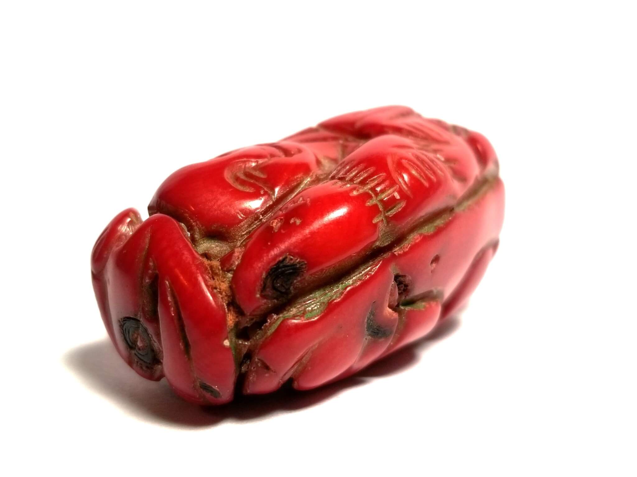 Coral Red Italian Drilled Carved Large Buddha 49x27.50mm (238.70crts) - Image 3