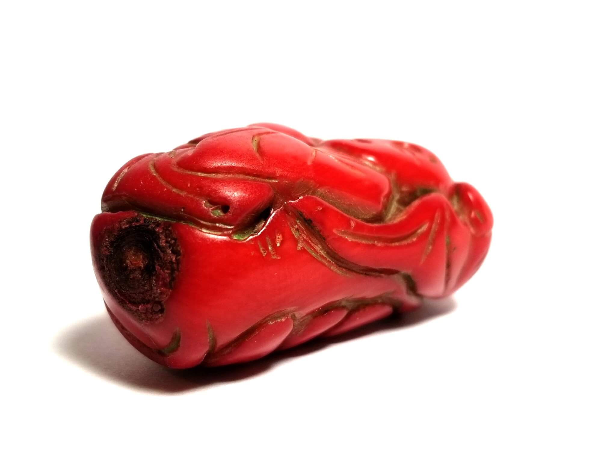 Coral Red Italian Drilled Carved Large Buddha 49x27.50mm (238.70crts) - Image 4