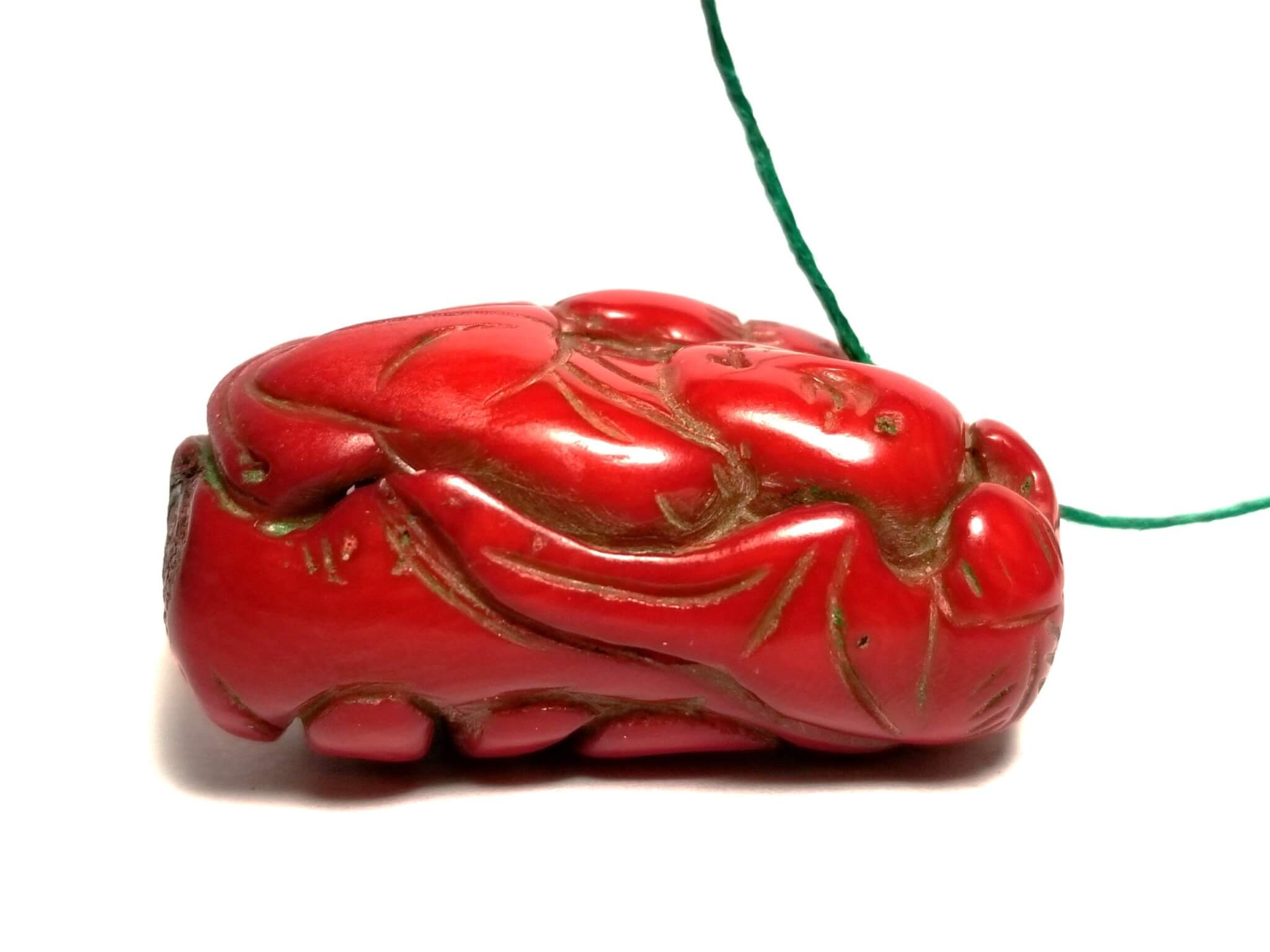 Coral Red Italian Drilled Carved Large Buddha 49x27.50mm (238.70crts) - Image 5