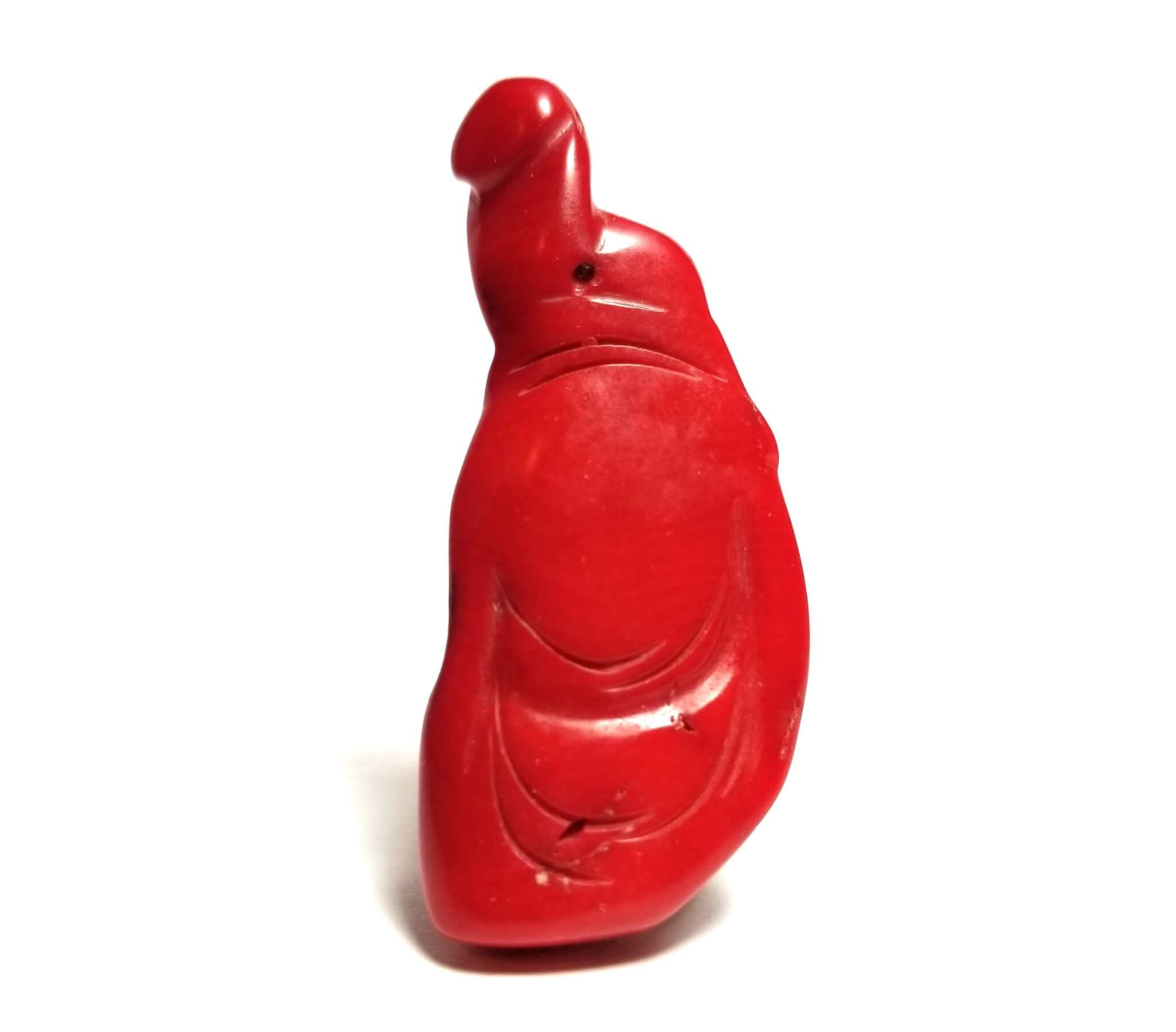 Coral Red Italian Drilled Carved Buddha 50x19mm (47.15crts) - Image 2