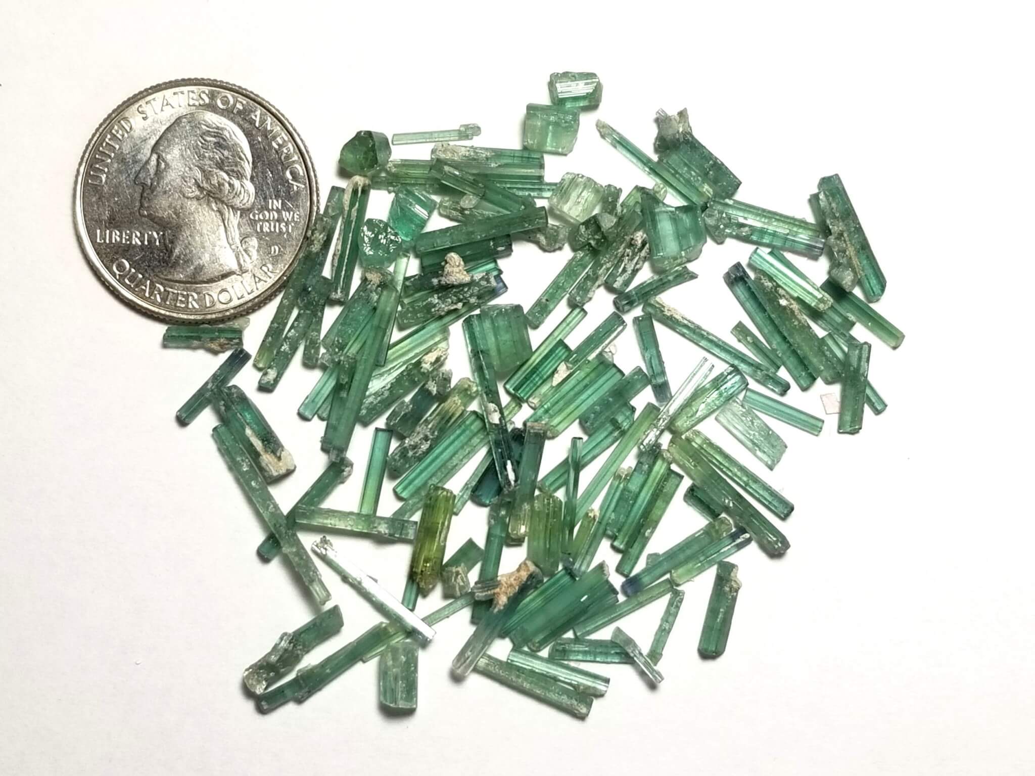 Tourmaline Green Rough Specimen (Needles) 20x2-4x2mm (100+Pcs) - Image 2