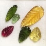 Tourmaline Mixed Color Leaf Carvings 18x9-6x4mm 8.62Ctw (6Pcs)