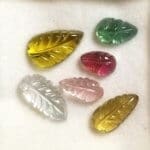 Tourmaline Mixed Color Leaf Carvings 9x7-8x6mm 8.52Ctw (6Pcs)