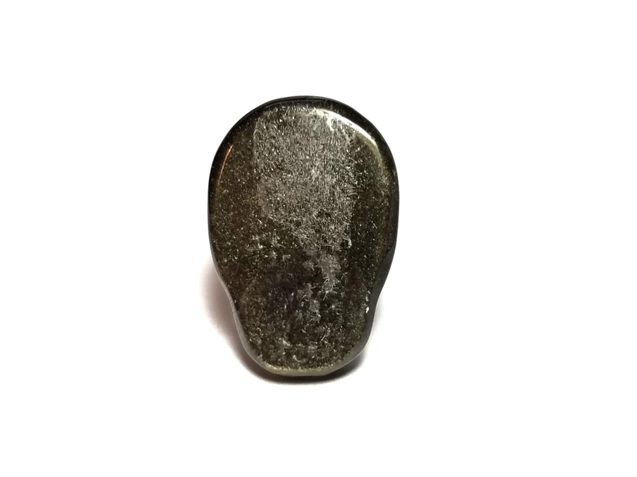 (G7) Obsidian Golden Sheen Carved Skull Cabochon 22.5x15mm (1Pcs) ~ BUY 2 GET 1 FREE - Image 2