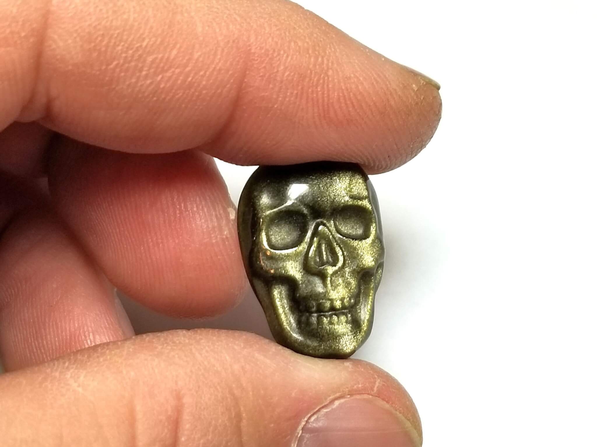 (G7) Obsidian Golden Sheen Carved Skull Cabochon 22.5x15mm (1Pcs) ~ BUY 2 GET 1 FREE - Image 3