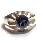 (L2) Iolite 1.86Crt 8mm Round 925 Silver Unisex Mens Ring #2474M