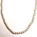 (Q5) White Pearl Ringed Baroque 9x7mm 925 Silver 34" Necklace
