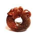 Orange-Brown Jade Dragon Pendant 2" Inches